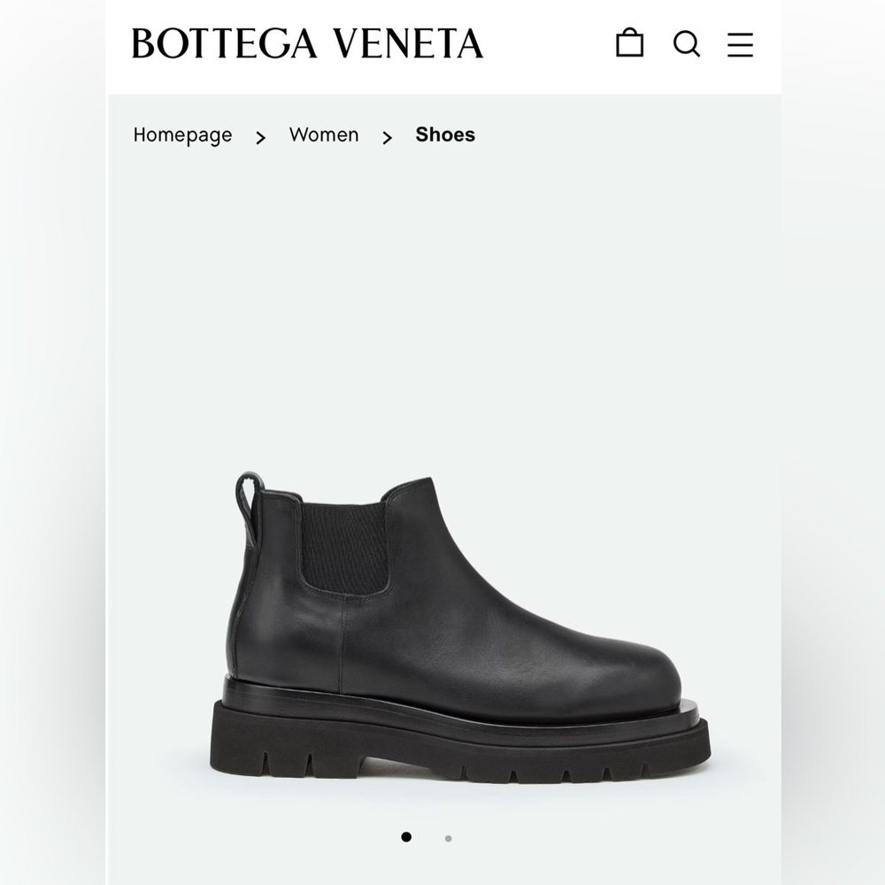 Authentic Bottega Veneta Black W’s Lug Chelsea Ankle Boot (USED, 80% New)